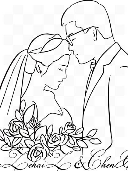 时尚莫兰迪女孩头像线条简笔画装饰28610797婚礼人头像logo新郎新娘图