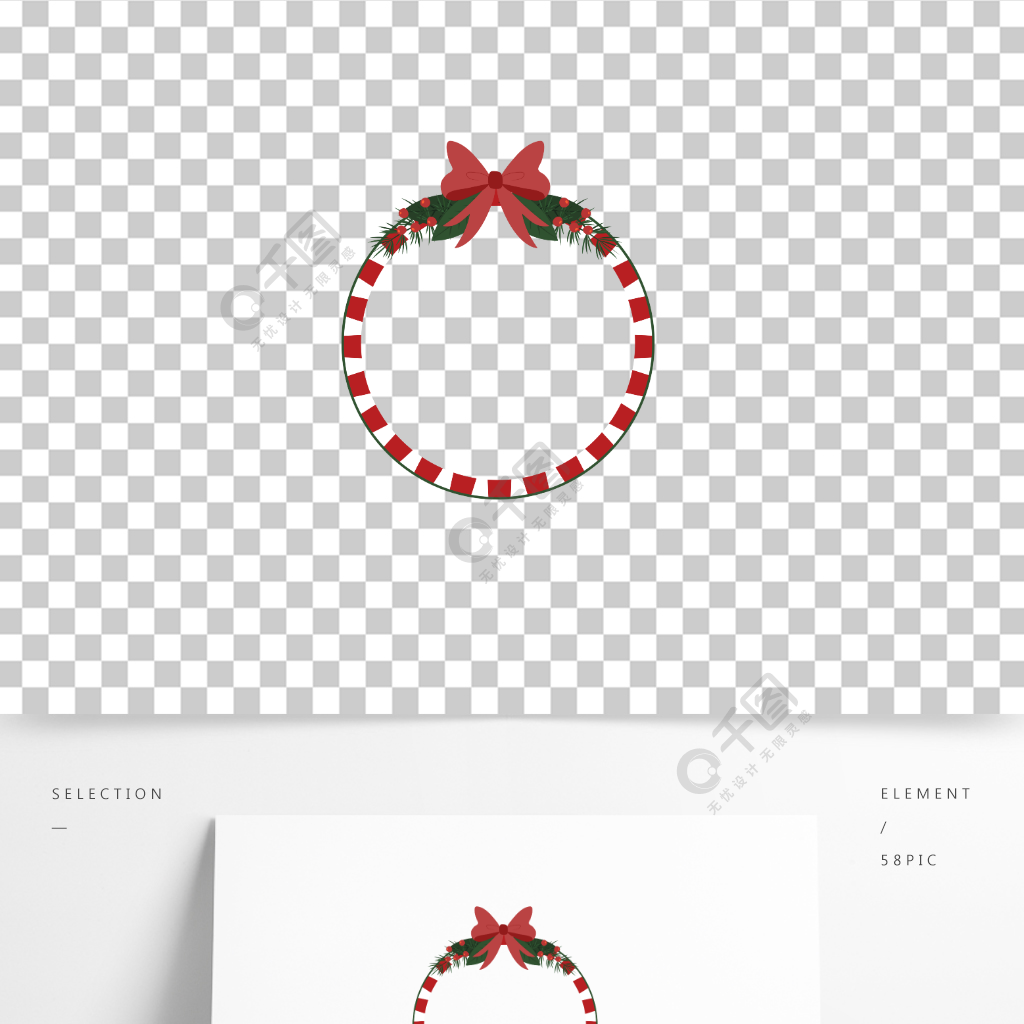 手繪圓形紅白色帶蝴蝶結聖誕邊框聖誕節頭像 模板免費下載_eps格式