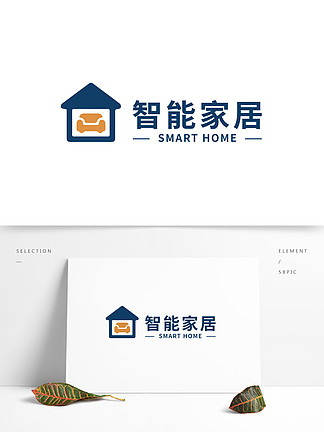 智能家居商标家具logo蓝色地产图标矢量