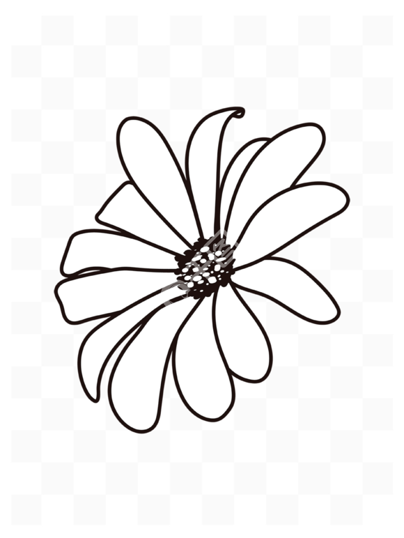 ڰջflower clipart black and white