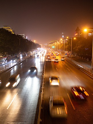 180城市都市夜景风光车流橙白灯光马路来往车辆18110迪拜城市夜景