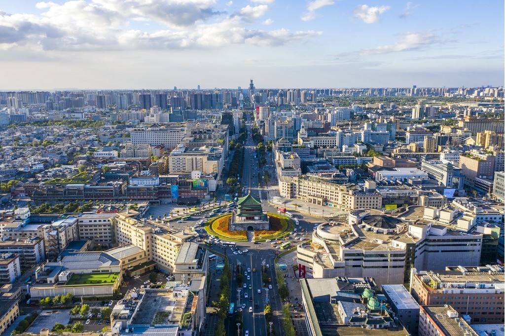 航拍西安市区全景图片图片