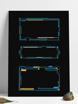 80885矢量蓝色商务科技感边框文本框科幻装饰元素80837532蓝黑未来