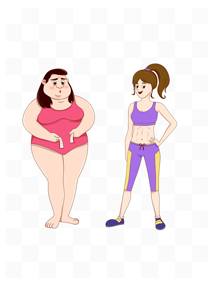 减肥对比瘦身健康运动卡通 i