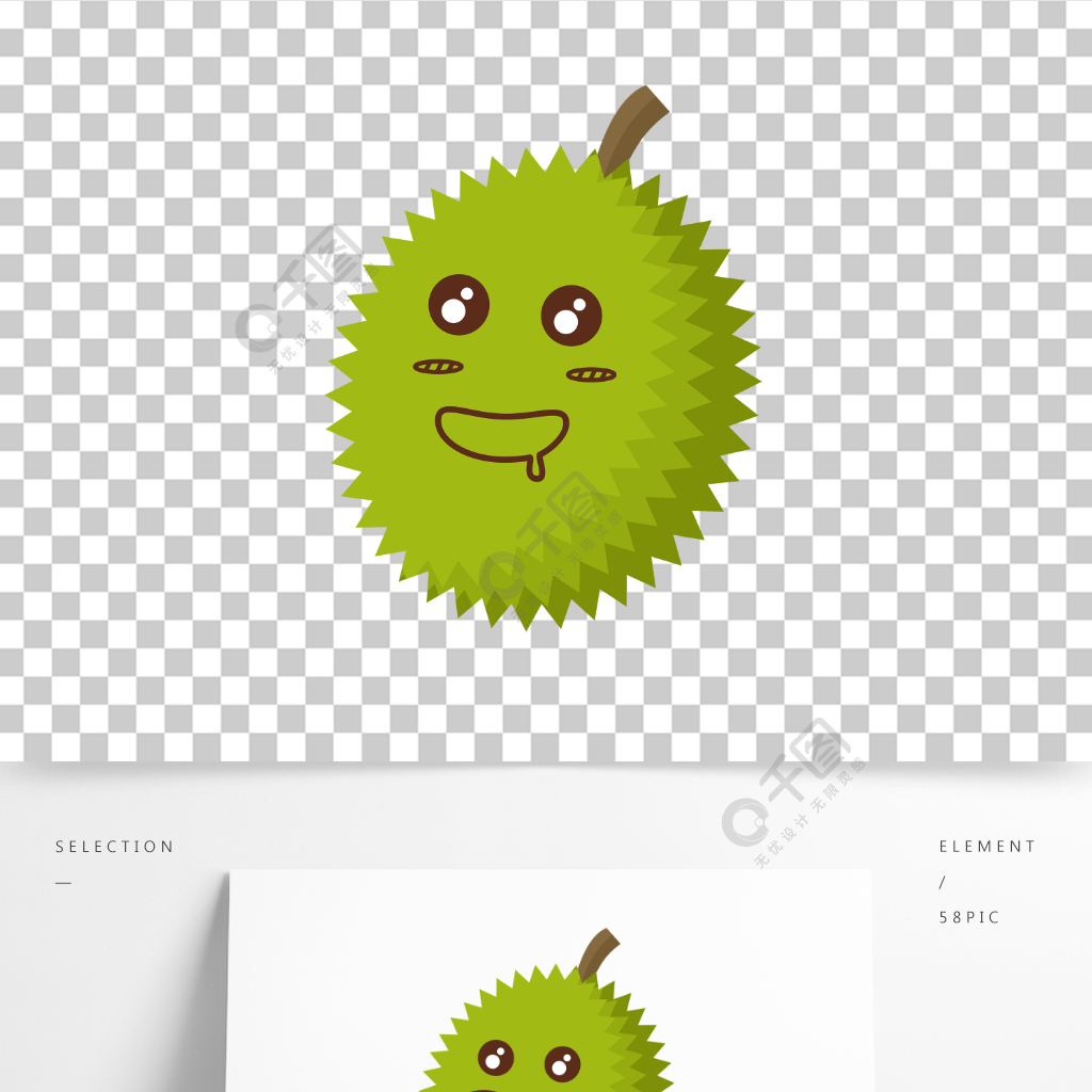矢量榴蓮卡通表情包水果簡筆畫