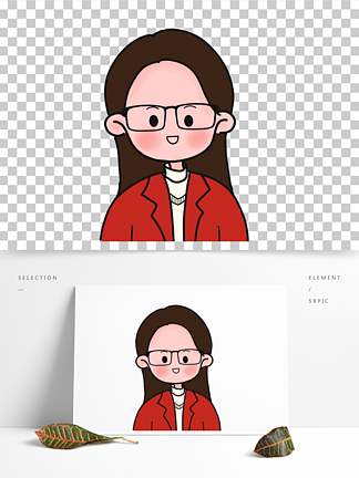 戴眼镜q版人物老师图片