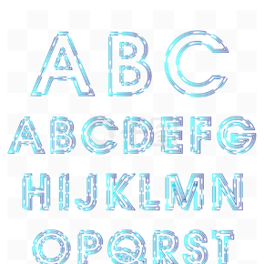 创意线条渐变蓝色科技艺术字26个英文字母