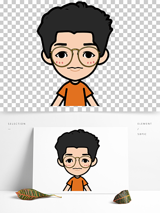 畢業季男學生卡通頭像手繪老師人物素材眼鏡