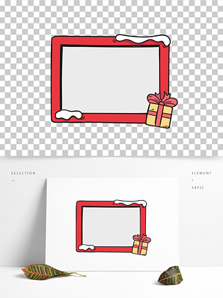 可爱手绘礼物卡通边框相框<i>雪</i>红色元素