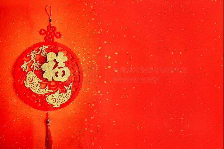 春节喜庆红色洒金背景纸张纹理福字素材
