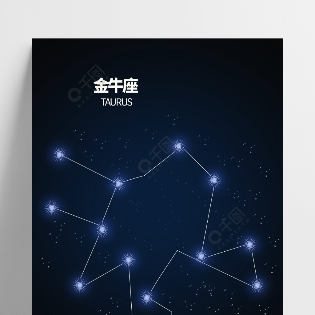 創意宇宙星空十二星座幾何金牛座直播背景