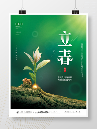 简约小<i>清</i><i>新</i>二十四节气立春摄影图海报