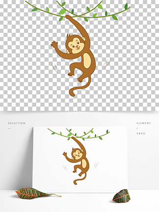 矢量猴子卡通手绘小猴可爱动物简笔画