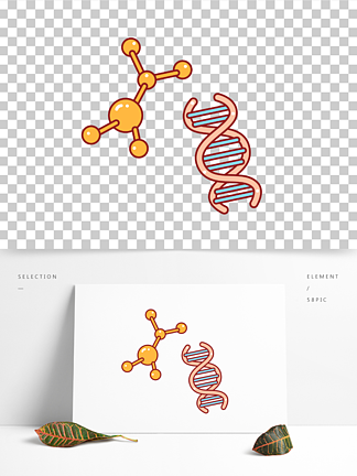 卡通手绘生物基<i>因</i>细胞线条插画矢量装饰元素
