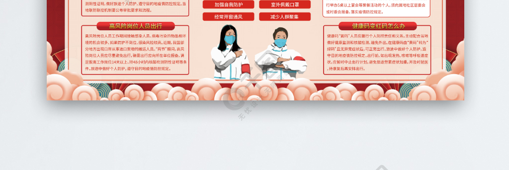 中国风过年期间防疫工作宣传展板