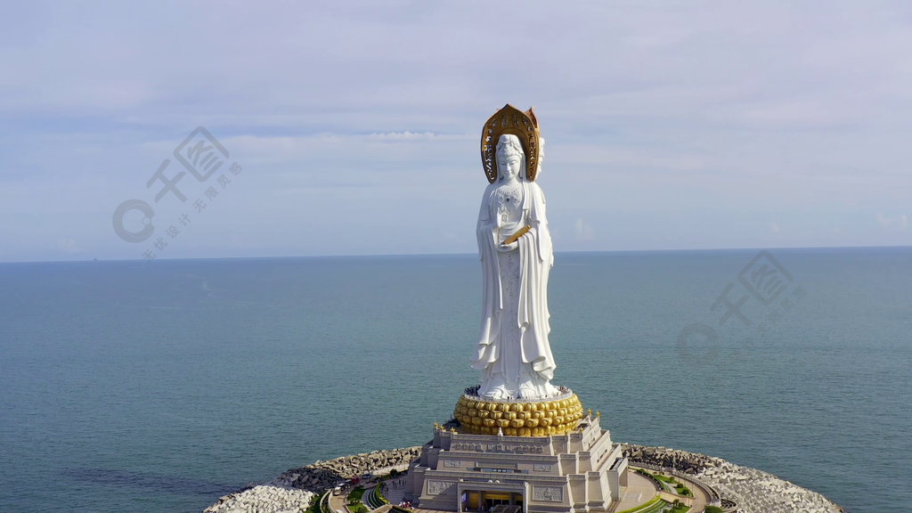 海南三亞南海觀音航拍全景旅遊