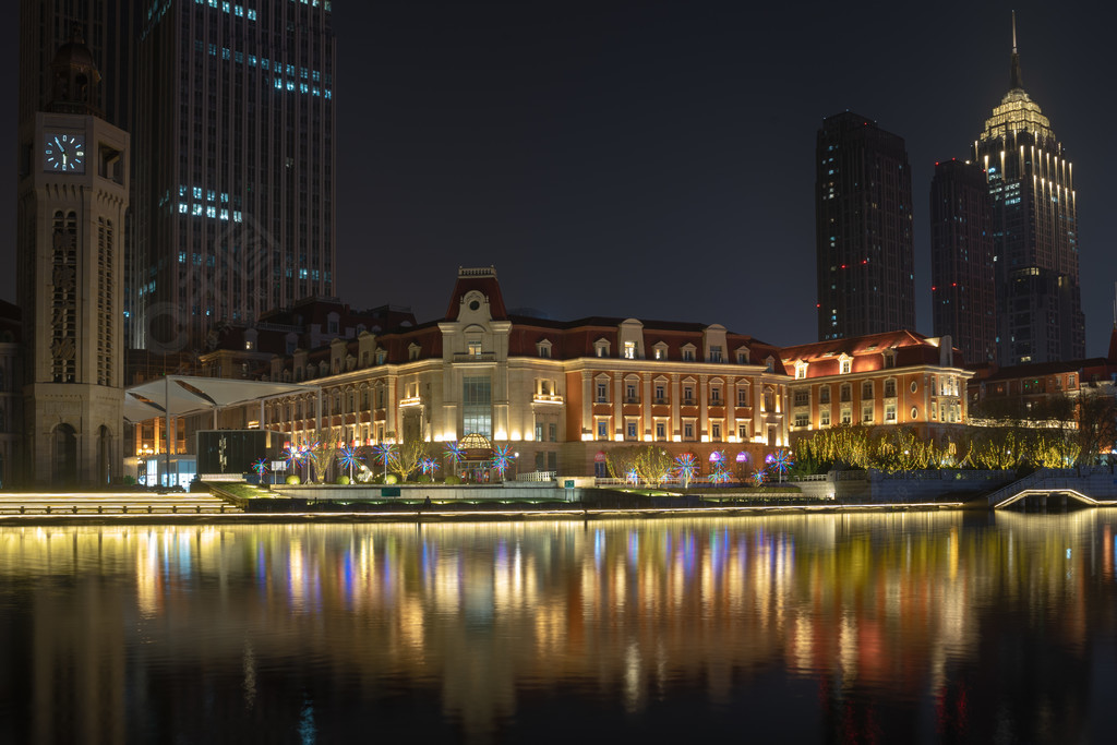 城市建築高樓大廈夜景