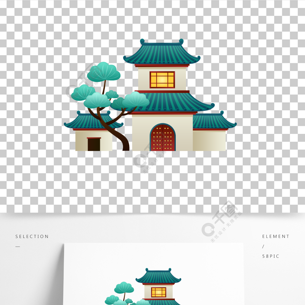 手繪psd中國風古建築