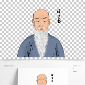 卡通手绘古代人物肖像中国名医薛生白