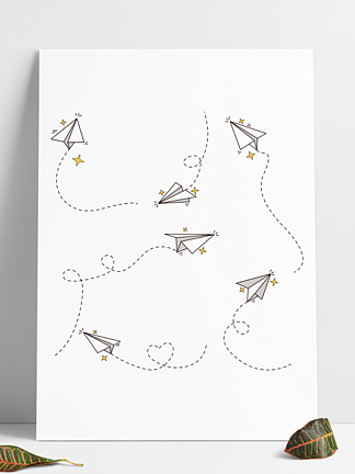 纸飞机折纸飞机手绘卡通飞机童年箭头分割线