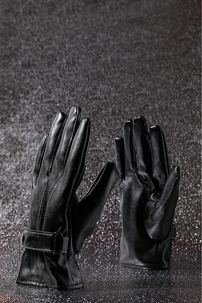 冬日黑色经典皮手套