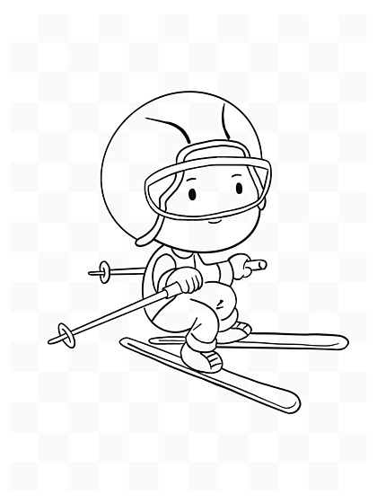 Q版滑雪铅笔画图片