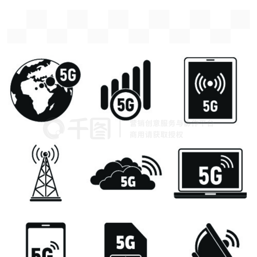 5g ͼáһ򵥵 5G ʸͼ꣬ڰɫҳơ 5g ͼ꼯, Լ