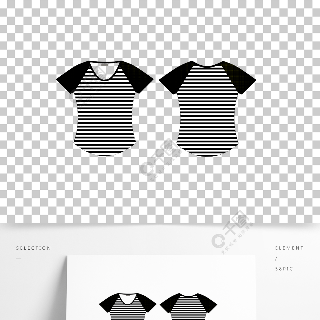 服裝設計條紋運動t恤矢量圖工藝圖短袖夏裝 模板免費下載_ai格式_652