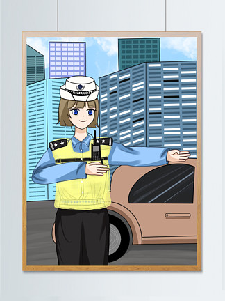 40二次元职业女性警察手绘插画二次元职业女性警察手绘插画423713可爱