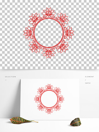 21中國風古風紅色中式花紋邊框蓮花傳統圖案中國風古風紅色中式花紋