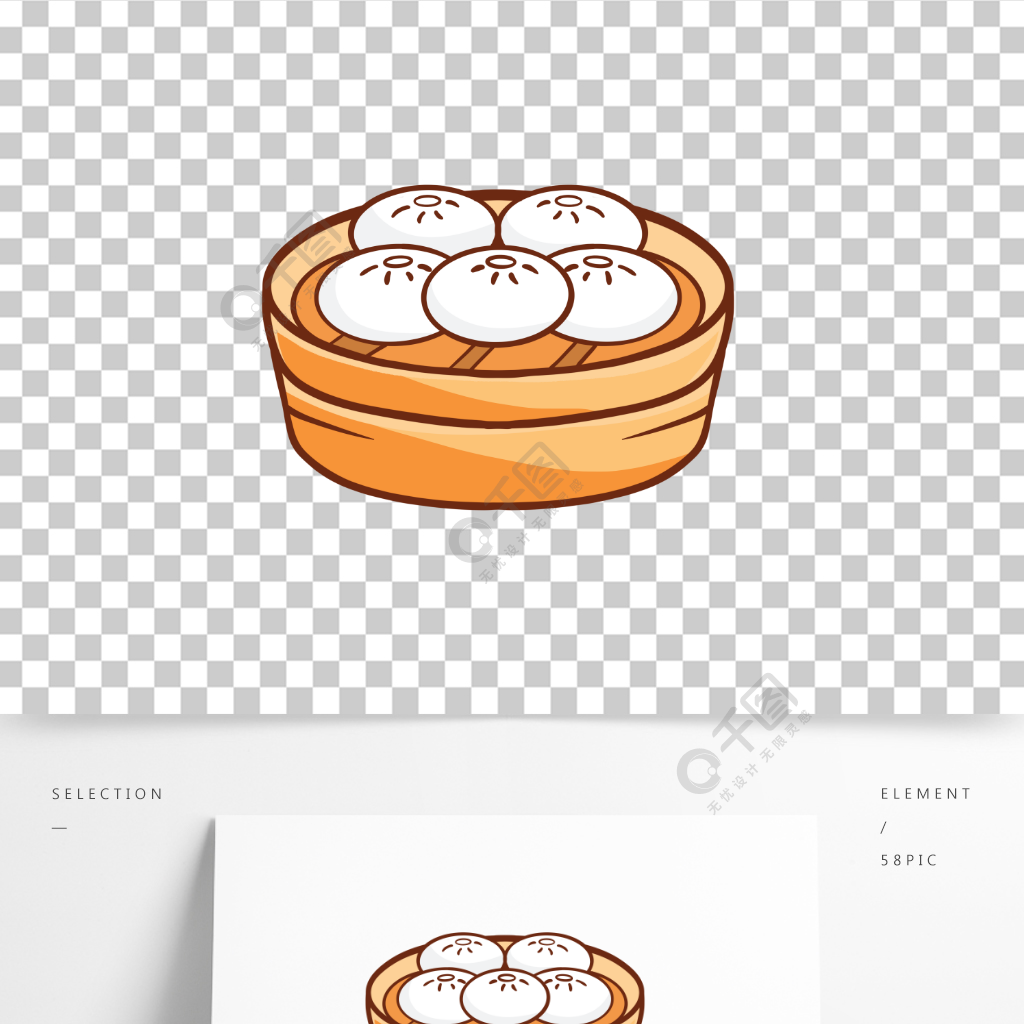 卡通手繪中華美食小吃小籠包