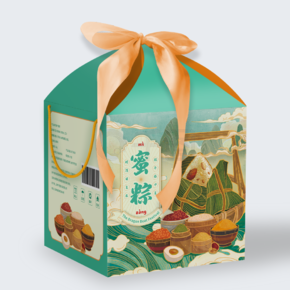国潮风五月初五端午节粽子包装伴手礼盒样机