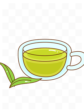 一杯绿茶怎么画图片