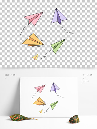 紙飛機手繪卡通可愛小清新11916105997手繪文藝卡通紙飛機元素2655997