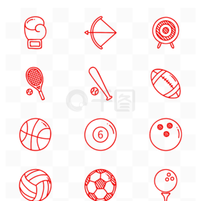 球类休闲娱乐健身运动用品icon图标素材