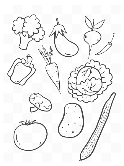 蔬菜黑白线条画图片