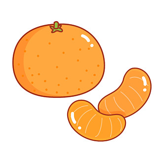 橘子柚子蔬果简笔画图标72142矢量手绘小清新有机水果元素14386矢量
