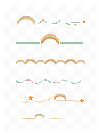 手繪彩虹裝飾線條分割線分隔符卡通元素