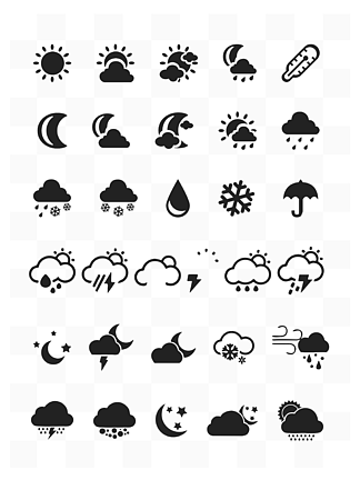 矢量天气图标太阳云<i>雪</i>雨装饰图案标志