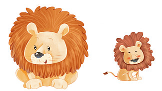 【卡通狮子两只两只狮子】图片免费下载