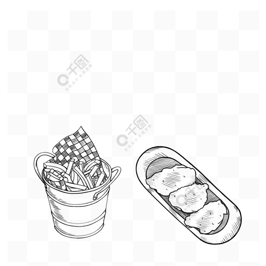 黑白简约手绘食物元素 模板免费下载_psd格式_3072像素_编号43760668