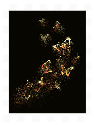 金色粒子光感特效蝴蝶免抠图矢量图