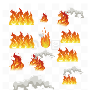 卡通手绘火焰火苗元素着火烟雾元素