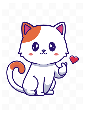 可爱的小白猫卡通猫猫咪