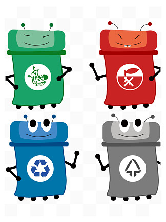 704环境保护环保垃圾分类卡通人物垃圾桶环境保护环保垃圾分类卡通