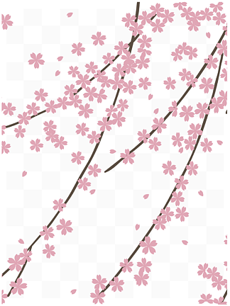 扁平风格手绘樱花花卉植物图案