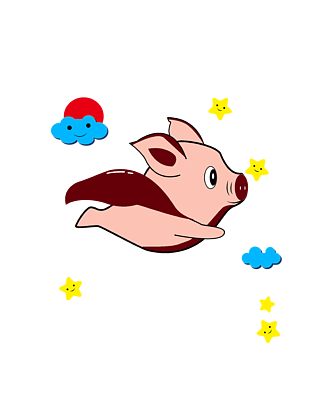 会飞的可爱的卡通小猪猪