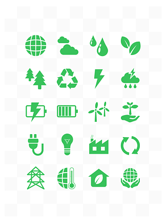 世界地球日矢量手绘绿色环保<i>图</i>标<i>元</i>素
