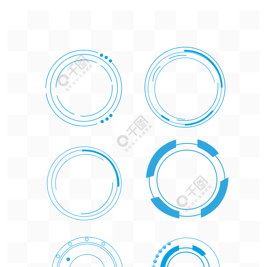 科技感氛围圆线边框免扣素材