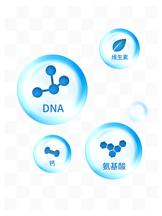 气泡水蓝色图标营养成分细节圆泡泡装饰图案
